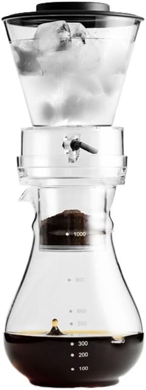 ASSICON Aluminum Espresso Iced Crip Coffee Maker with Adjustable Flow Fits Most Drip Coffee Makers with Sharing Pot for Home Office Stovetop Coffeemaker