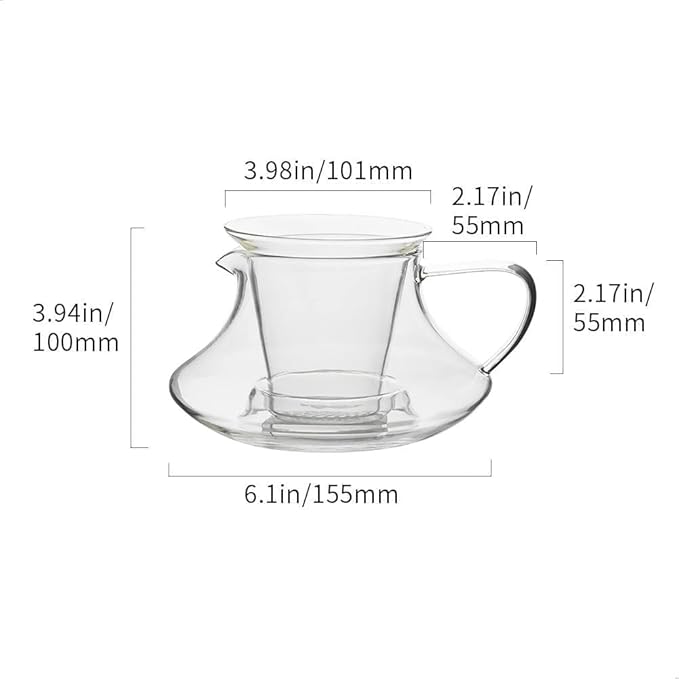 watchget Static Extraction Pour Over Coffee Maker Set with Coffee Server Carafe and Filte Cup Glass Coffee Dripper Immersion Brewing Cup