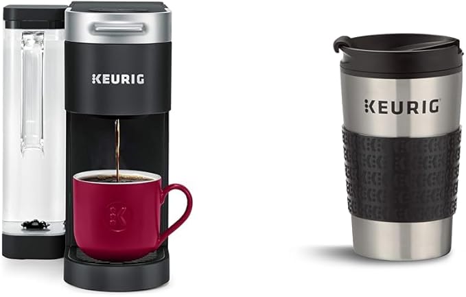Keurig® K-Supreme Single Serve K-Cup Pod Coffee Maker MultiStream Technology Black &amp Travel Mug Fits K-Cup Pod Coffee Maker 1 Count (Pack of 1) Stainless Steel