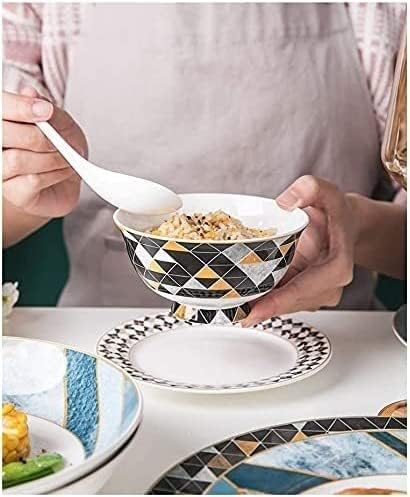 Dinnerware Set Dinner Party Tableware Service Set Dinnerware Sets Nordic Retro Style Bowl/Soup Pot/Dish/Spoon|Bone China Dinner Sets European Style Porcelain Combination Set (6 People)