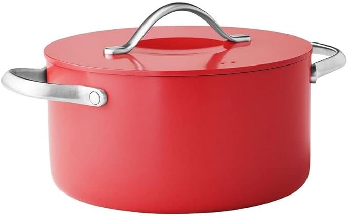 Member Mark 11 Piece Modern Ceramic Cookware Set With Smart Kitchen Tools Set (Assorted Colors) (Red)