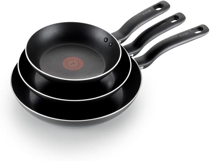 T-fal Specialty Nonstick Fry Pan Set 3 Piece 8 9.5 11 Inch Oven Broiler Safe 350F Cookware Pots and Pans Set Non Stick Kitchen Frying Pans Skillets Durable Dishwasher Black