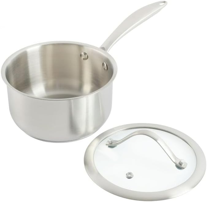 10-Piece Nonstick Aluminum Cookware Set – Heavy-Gauge Pots and Pans with Teflon Interior Cool-Touch Silicone Handles Scratch-Resistant Glacier Blue Finish (Silver)