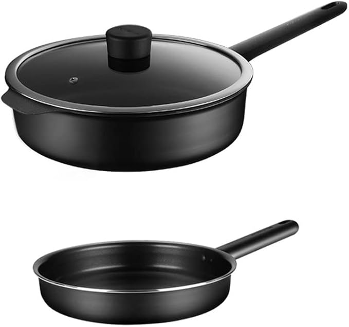 Cookware Set Black Pan with Lid Cutlery Collection Cookware Cutlery Cookware Nonstick Kitchen Supplies
