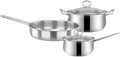3pcs Stainless Steel Cookware Set Flat Bottom Frying Pan Soup Pot Milk Pot Kit Great for Gas Stove Induction Cooker Electric Furnace etc(Style Two)