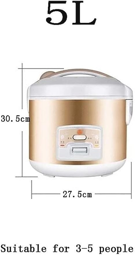 Rice Cooker Household Non-Stick Rice Cooker Warm Function One-Key Cooking for 1-7 People (5L) ()