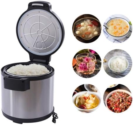 Commercial Rice Warmer 20QT Portable Stainless Steel Heating Non-Stick Inner Pot Rice Heater Dual Temperature Control Design Makes Soups Stews Grains Cereals for Restaurant Party Family