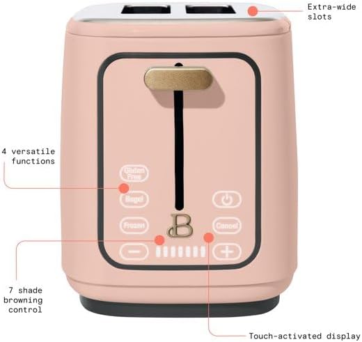 New beautifull 2-Sliice Digital Toaster with Touch-Activated Display Adjustable Browning Control Auto Shut-Off by D'rew Barry'more (Rose)