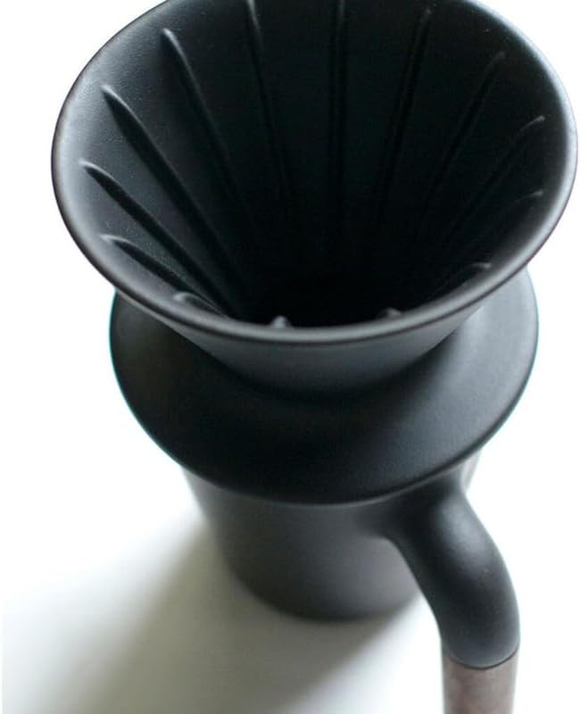 HMM Patio Coffee Dripper - Ceramic Pour Over Coffee Maker Brews 1-2 Cups Minimalist Aesthetic Design Essential for Drip Coffee Lovers SGS Certified - Black