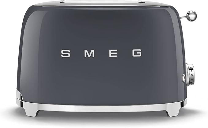 Smeg Retro Drip Coffee Machine and 2-Slice Toaster Bundle (Gray)