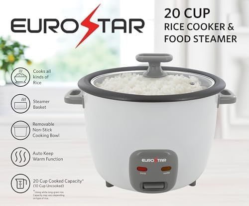 EUROSTAR 20-Cup Rice Cooker White