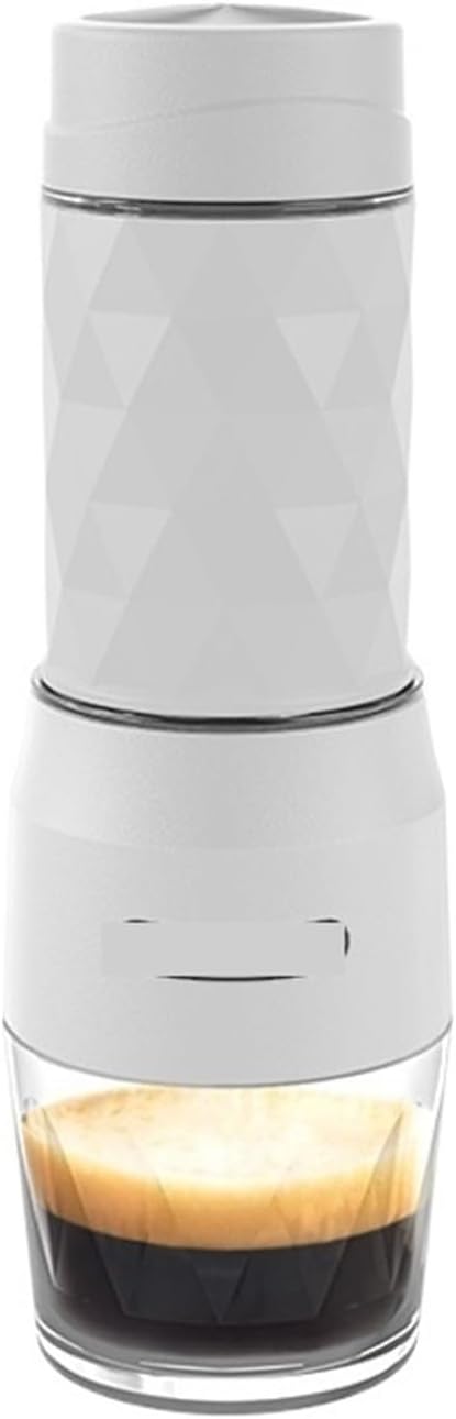 3 In1 Portable Coffee Machine Hot/Cold Water Manual Espresso Maker For Capsule &amp Ground Hand Press Brewer Hiking Travel(White)