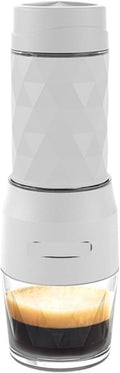 3 In1 Portable Coffee Machine Hot/Cold Water Manual Espresso Maker For Capsule &amp Ground Hand Press Brewer Hiking Travel(White)