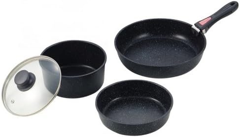 Pearl Metal H-4061 Systemarista Cookware Wakato Trading Frying Pan 5-Piece Set Induction Compatible 4 Layers Fluorine Hard Treatment Strong Marble