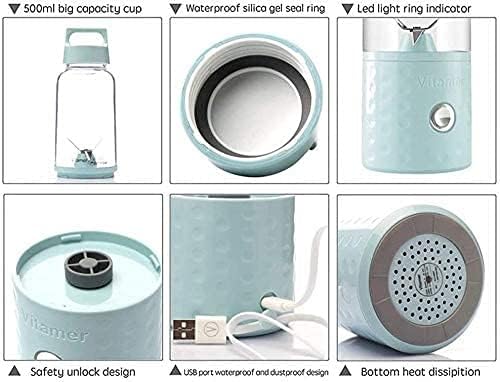 Portable BlenderSmoothie BlendersMini Travel Blender USB Rechargeble Baby Milkshake Mixingwith Four 3D Blades 4000mAh Rechargable Battery
