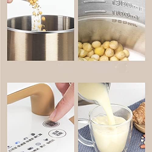 Soymilk MachineDiaoZhaTian Easy to Clean Automatic Hot Soymilk Machine Multi-Function Stainless Steel Liner Broken Wall Free Filter Capacity Rose Gold