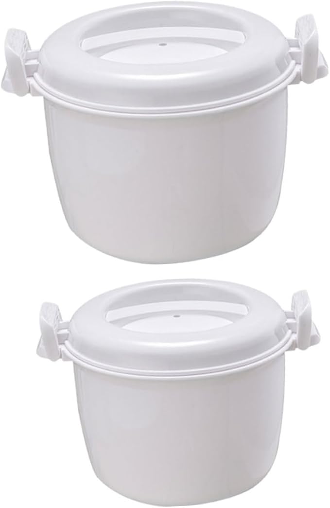 2pcs Microwave Rice Cooker Insulated Rice Container Steamer Easy to Use Large Capacity