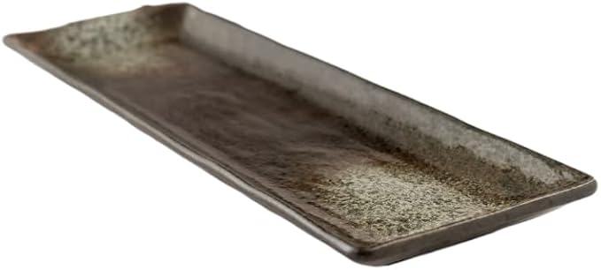 Ebros Gift Artistic Charcoal Grey Tone Hakumu Collection Dinnerware Serveware Kitchenware Set Asian Japanese Restaurant Supply (Pack Of 5 Rectangular Serving Platter 14 L)