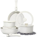 For 15-Piece Nonstick Granite Cookware Set Pots and Pans with Glass Lids Removable Handle