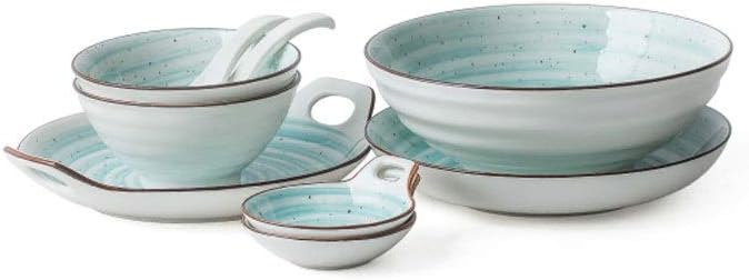 Elegant Dinnerware Set Dinner Plates Bowls Set Creativity Reactive Glaze Dinnerware Set Plates Dishes Bowls Plates and Bowls Set for Picnic Rv UseA
