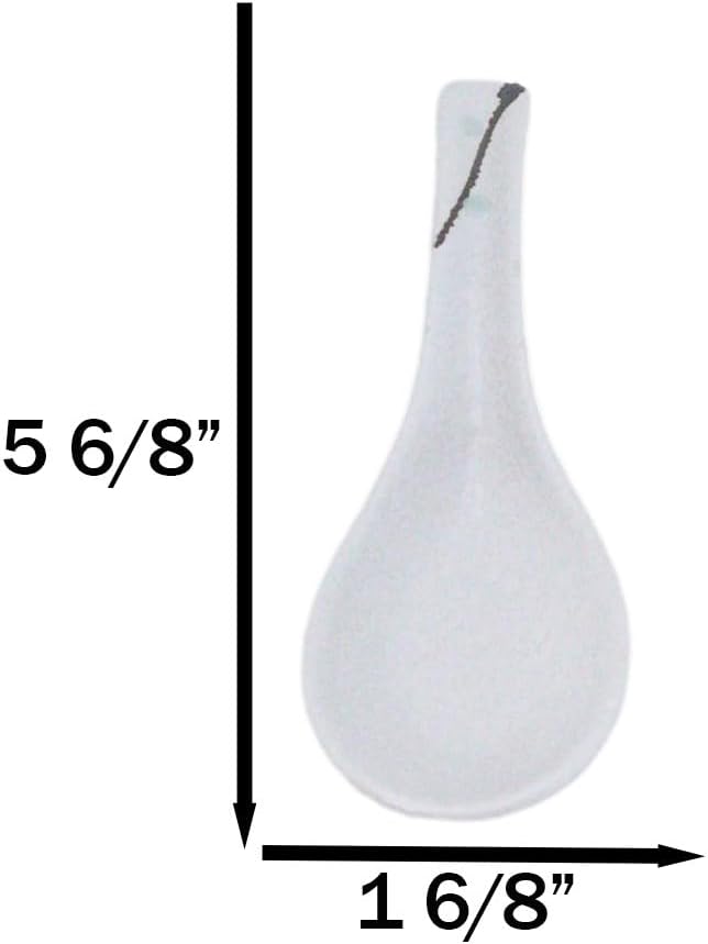 Ebros Gift Modern Yukino Hana Snow Flowers Ceramic Dinnerware Serveware Kitchenware Set Oriental Asian Restaurant Supply (Pack of 6 Asian Soup Spoons With Hook)