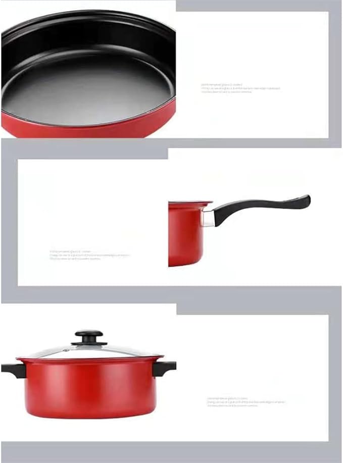 3 Piece Nonstick Cookware Set Includes Milk Pot Stock Pot Frying Pan With 1 Glass Lid