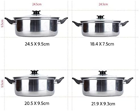 Cooking Pot Frying PanCookware Set 12 Piece Kitchen Stainless Steel &amp Pan Sets Induction Saucepan Casserole Pan Glass Lid Pans (B) vision