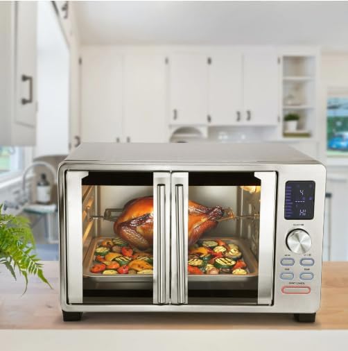 25 Quart Digital Electric French Door Countertop Convection Oven with Rotisserie &amp Multi-Function Settings