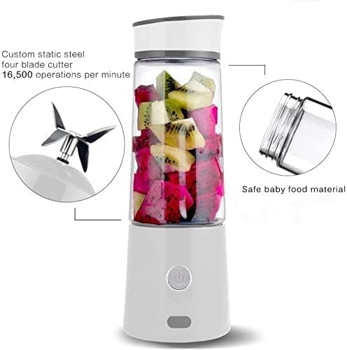 Portable Stand Mixer Personal Size Stand Mixer Smoothies Juicer and Shakes 400 ml Mini Stand Mixer USB Rechargeable Handheld Stand Mixer Sports Travel Gym (Colour: White)