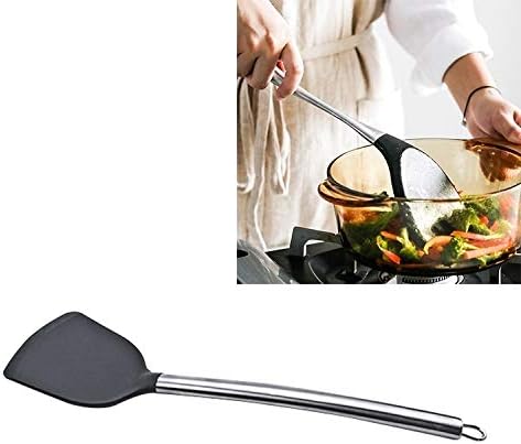Kn605 Stainless Steel Handle Silicone Slice High Temperature Resistance Cooking Slice(Black) Cookware Set Cookware Picnic Boiler Cookware (Color : Grey)