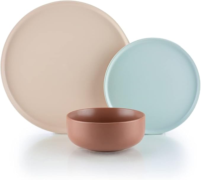 Everything Kitchens Modern Flat Dinnerware Collection (Indio 12 Piece Dinnerware Set)