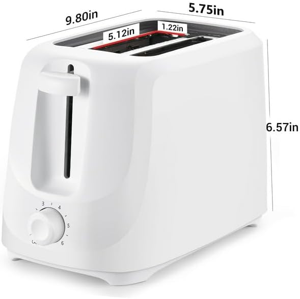 2-Slice Toaster with 6 Shade Settings and Removable Crumb Tray Arctic White Fit Bread Slices Up To 4X 4