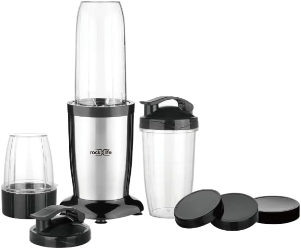 Compact Personal Blender for Smoothies &amp Shakes 2-in-1 Bullet Blender and Grinder with 11-Piece Set 2×24oz To-Go Cups