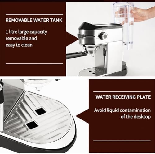 Espresso Coffee Machine 15 Bar with Milk Frother 92°C Constant Temperature Extraction 1L Removable Water Tank