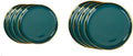 Ceramic Tableware Gilt Rim Green Ceramic Plate Steak Food Plate Tableware Bowl Ins Dinner Dish Porcelain Dinnerware Set for Family Hotel8pcs