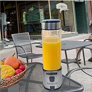 Portable Smoothie blender Glass bottle Mini USB rechargeable 2 battery Handheld Shakes blend Cup USB juicer Cordless Personal smoothies maker mixer (Stainless) (BLK Steel)