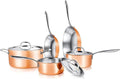 NutriChef Kit 8-Piece Steel-4-Ply Cookware w/Cast Stainless Steel Handle 4-Ply Kitchenware Pots &amp Pans Set Stylish Kitchen (NCCWHA)