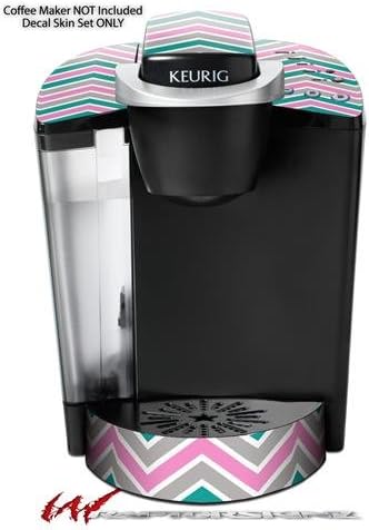 Decal Style Vinyl Skin compatible with Keurig K40 Elite Coffee Makers Zig Zag Teal Pink and Gray (COFFEE MAKER NOT INCLUDED)