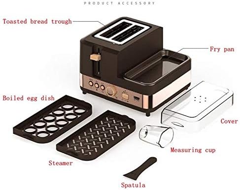 TOPCHANCES Multi-functional Electric Breakfast Sandwich Maker Toast Maker 2 -slice Bread Toaster Egg Boil Steamed and Fried for Space Saving