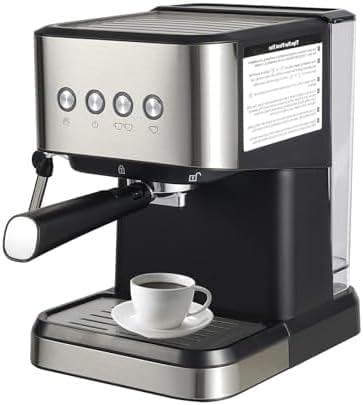 Espresso Machine Semi-Automatic Coffee Maker 110V 1050W 2-in-1 Drip Coffee Maker with Adjustable Steam Nozzle for Home Office Cafe