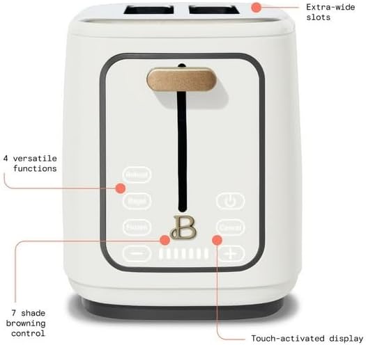 New beautifull 2-Sliice Digital Toaster with Touch-Activated Display Adjustable Browning Control Auto Shut-Off by D'rew Barry'more (White Icing)