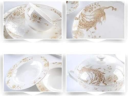 Dinnerware Set Family Dinner Service Set50-Piece White &amp Gold Bone China Dinnerware Set Tabletops Bone White Porcelain Round Dinnerware Collection S