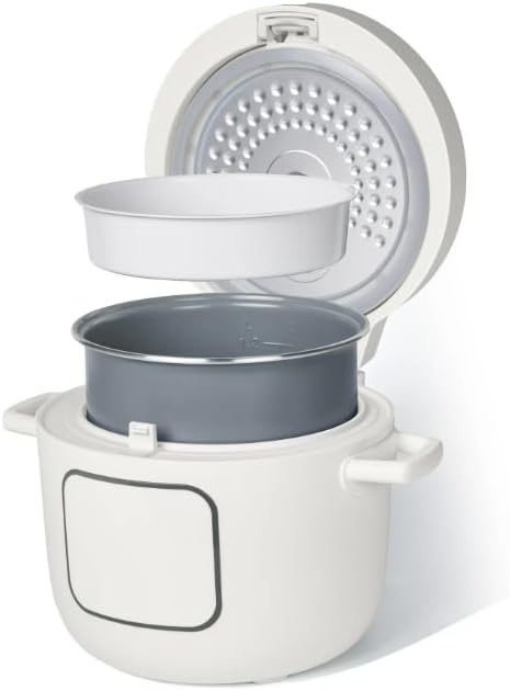 Beautiful 14-Cup Electric Rice and Grain Cooker Ceramic Nonstick Coating White Icing
