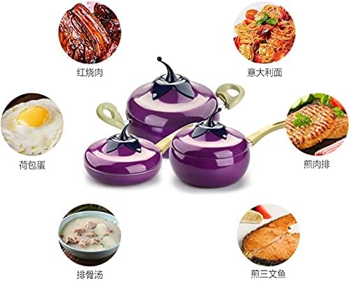20cm Creative Eggplant Style Kitchen Smoke-Free and Non-Stick Pot Set Soup Pot Milk Pot Frying Pan and Frying Pan Cookware Set
