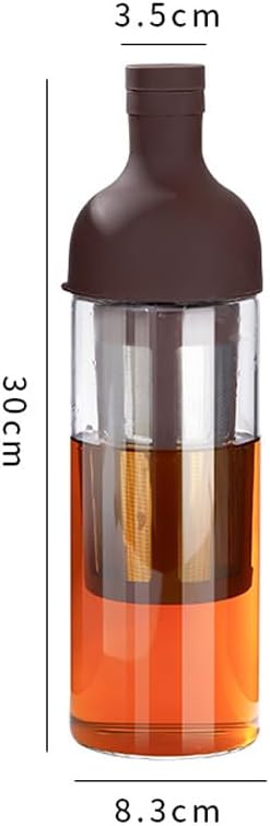 CANDeal 32oz Portable Glass Cold Brew Coffee Maker Glass Coffee Fruit Tea Tumbler with Double Layer Filter &amp Lids Iced Coffee Cups for Office (Coffee)
