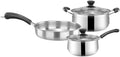 Cookware 3pcs Stainless Steel Cookware Set Flat Bottom Frying Pan Soup Pot Milk Pot Kit (Color : Argento)