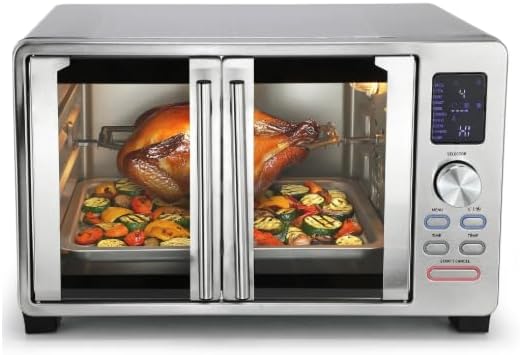 25 Quart Digital Electric French Door Countertop Convection Oven with Rotisserie &amp Multi-Function Settings