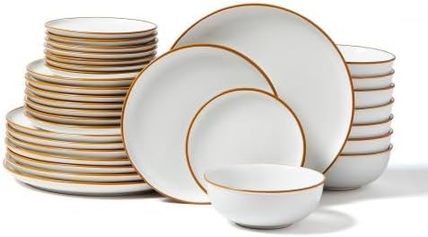 32 PCS Dinnerware Set Ceramic Plates and Bowls Sets Service for 8 White
