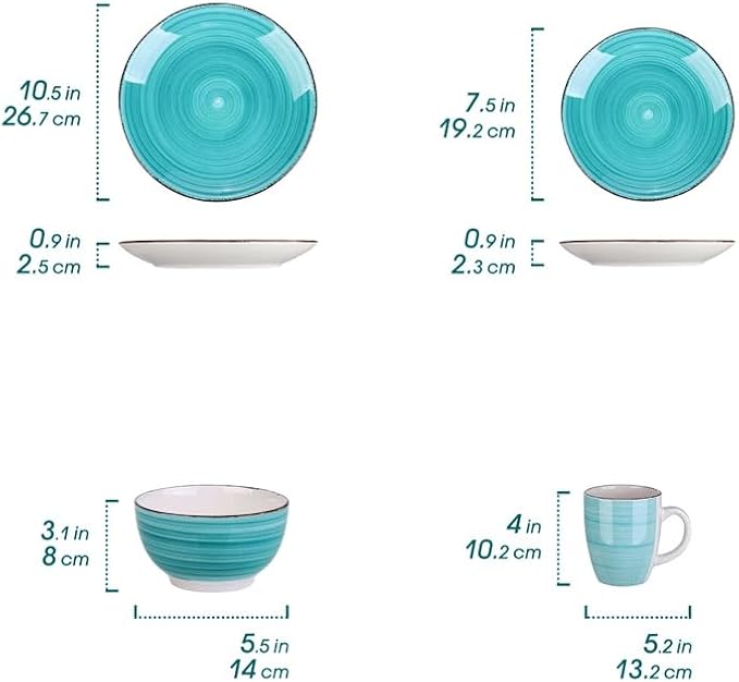 16-Pieces Porcelain Dinnerware Set Vintage Ceramic Plate Set with Dinner Plate Dessert Plate Bowl Mug Set