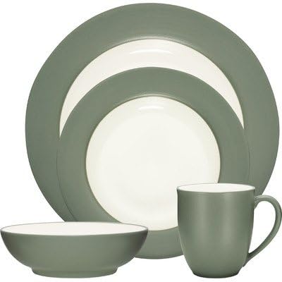 Colorwave Rim 16 Piece Dinnerware Set Color: Green